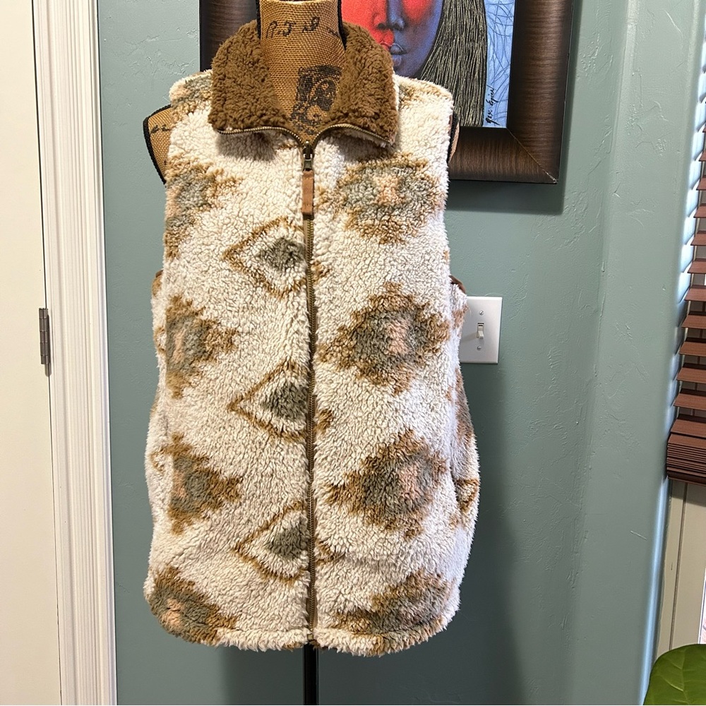 Thread & Supply by Anthro Southwest Navajo Reversible Sherpa Vest Large RARE